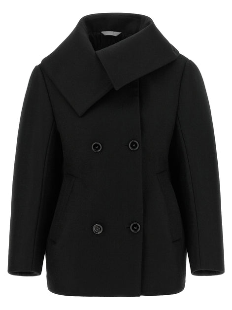 Asymmetrical neck caban