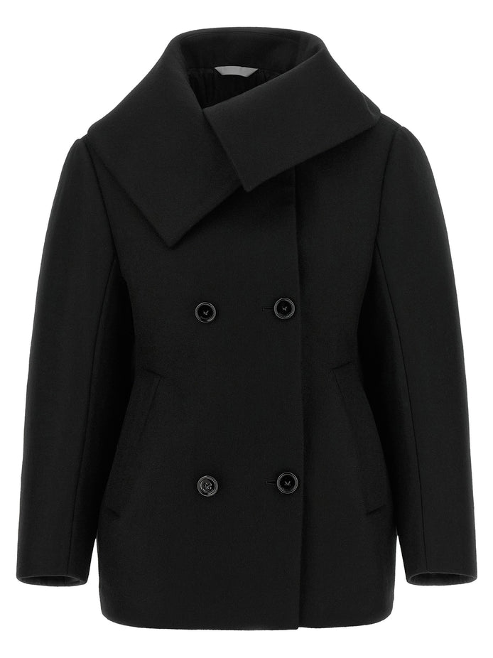 Asymmetrical neck caban