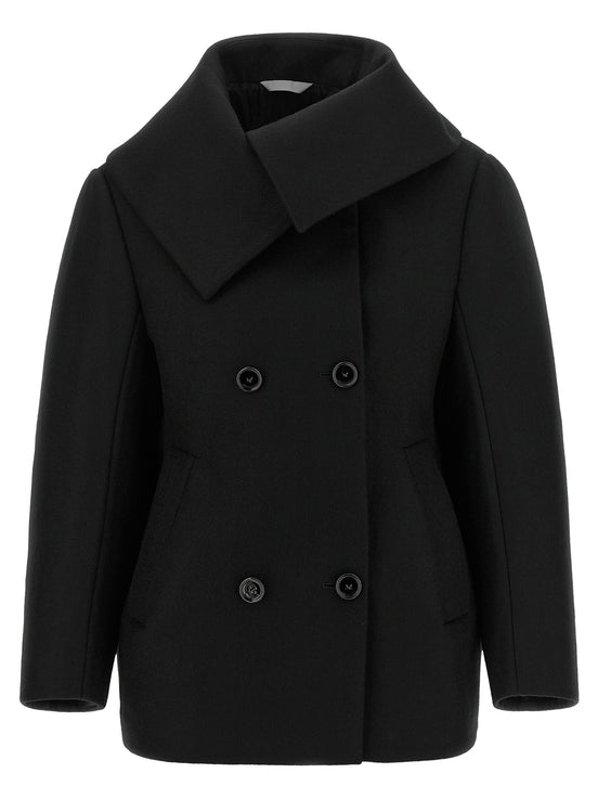 Asymmetrical neck caban