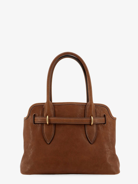 Aventure leather handbag with embossed lettering logo
