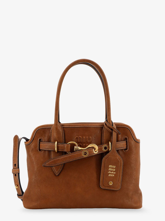 Aventure leather handbag with embossed lettering logo