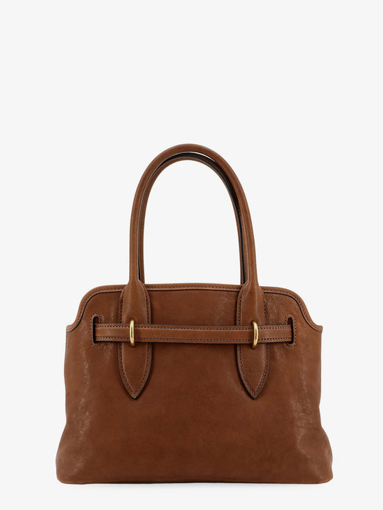 Aventure leather handbag with embossed lettering logo