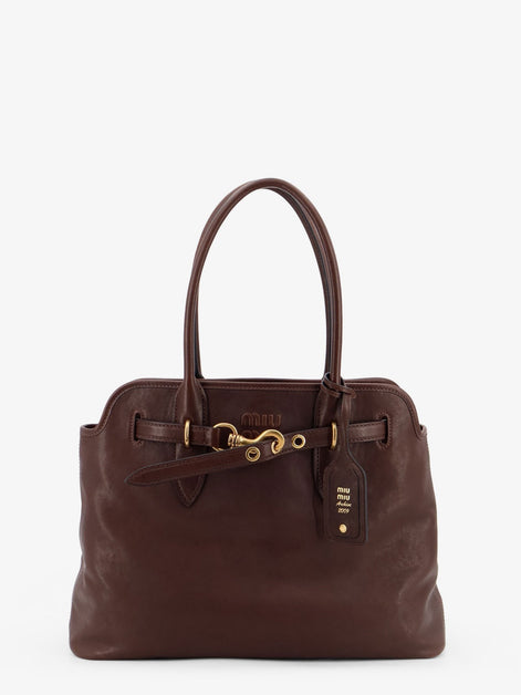 Aventure leather handbag with front lettering logo