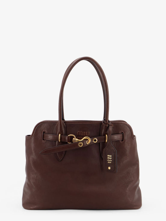 Aventure leather handbag with front lettering logo