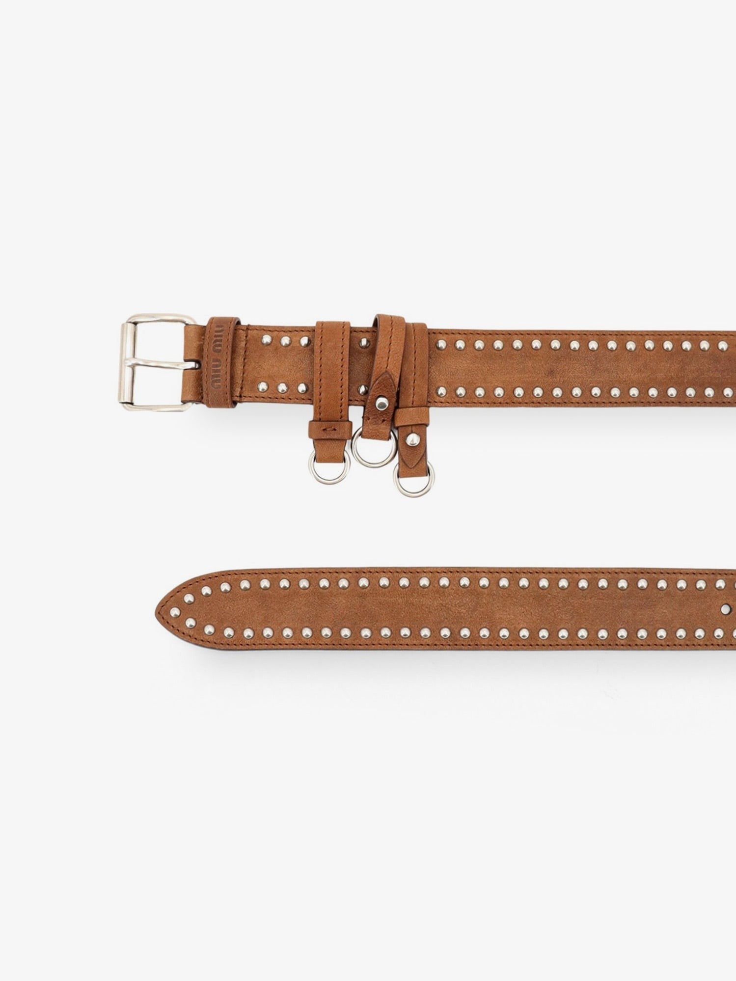 Miu Miu Aviator nappa belt with keychain charm
