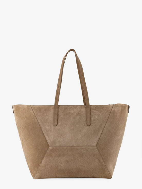 BC Duo suede shoulder bag with engraved logo