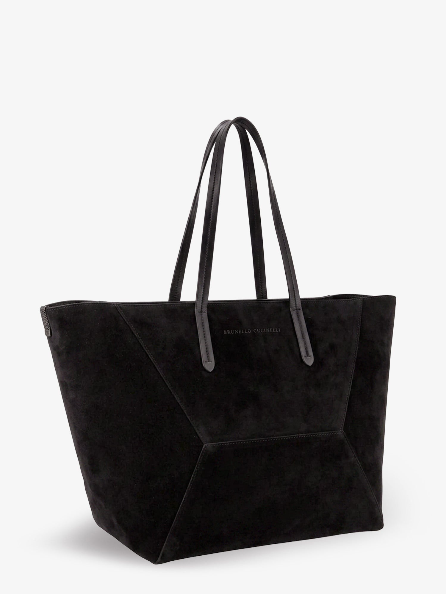 BC Duo suede shoulder bag with engraved logo