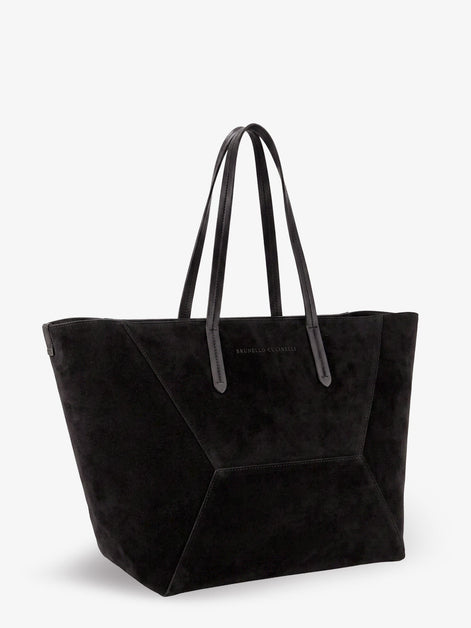 BC Duo suede shoulder bag with engraved logo