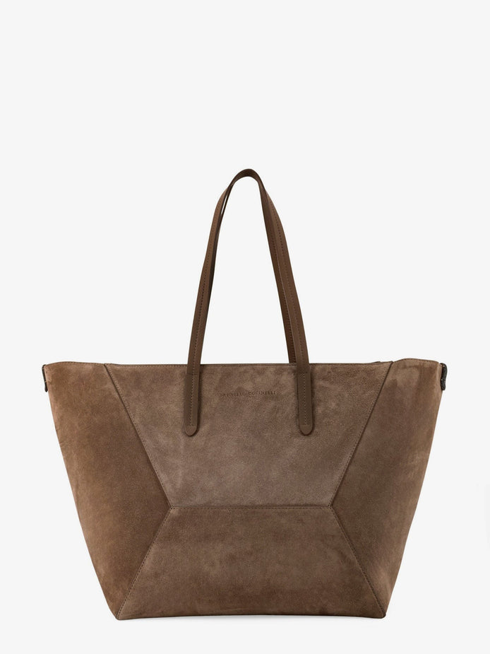 BC Duo suede shoulder bag with engraved logo