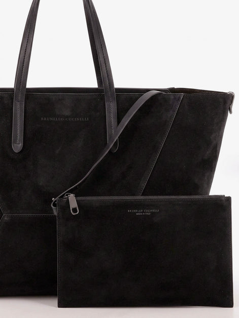BC Duo suede shoulder bag with engraved logo