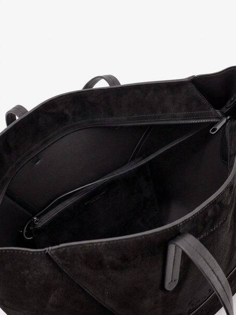 BC Duo suede shoulder bag with engraved logo
