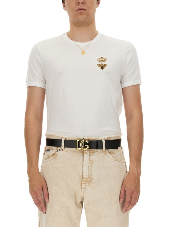 "BEE AND CROWN" EMBROIDERED T-SHIRT