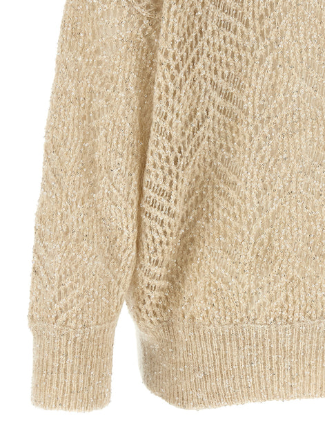 Brunello Cucinelli Beige 'Dazzling Abstract Leaf' cardigan