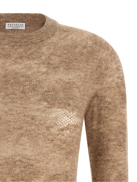 Brunello Cucinelli Beige 'Flower Lace' sweater