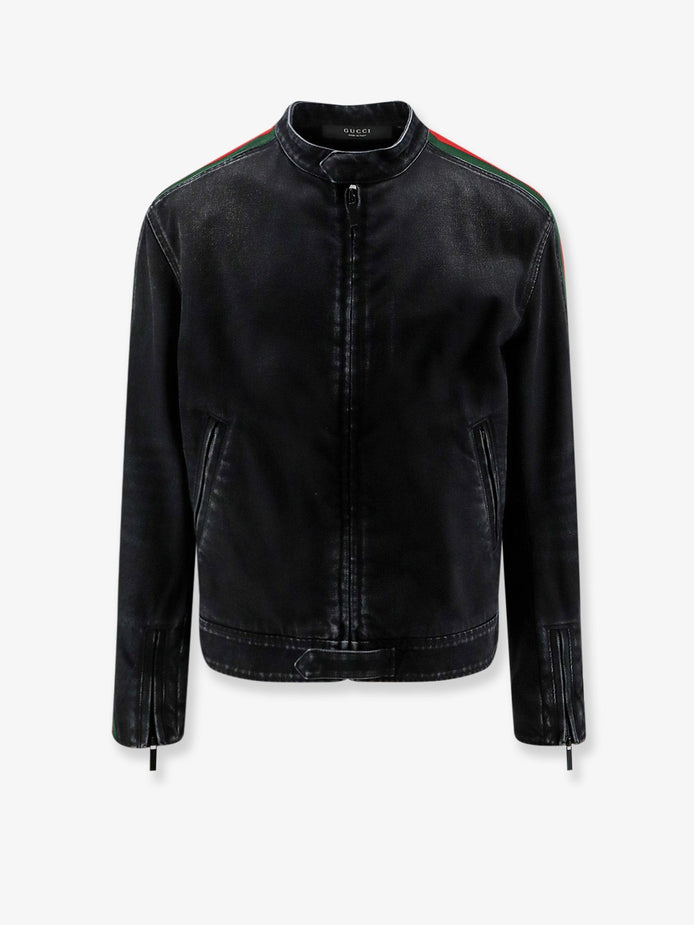 Black denim jacket certified cotton jacket with a faded effect