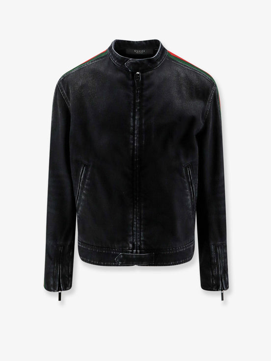 Black denim jacket certified cotton jacket with a faded effect