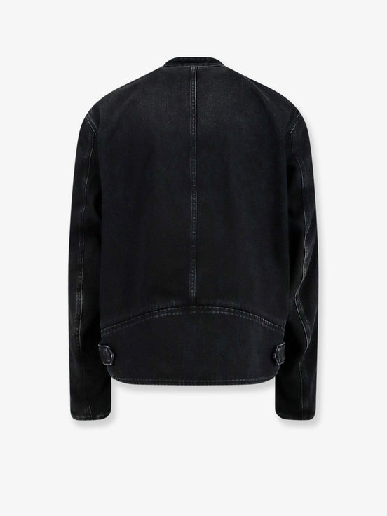 Black denim jacket certified cotton jacket with a faded effect