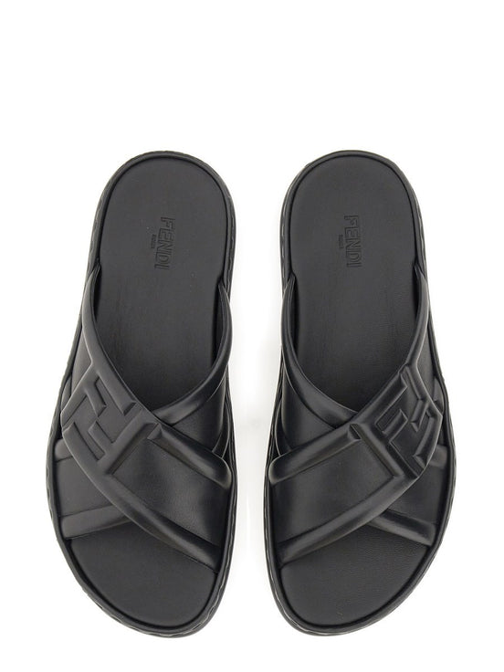 BLACK LEATHER SANDAL