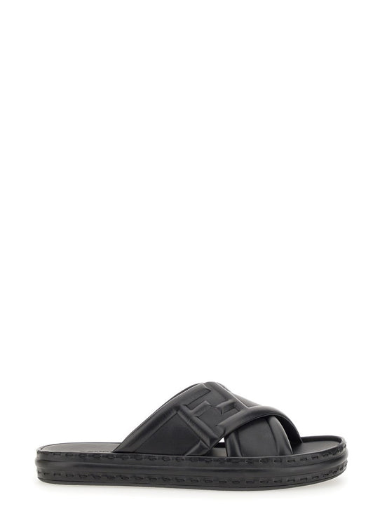 BLACK LEATHER SANDAL
