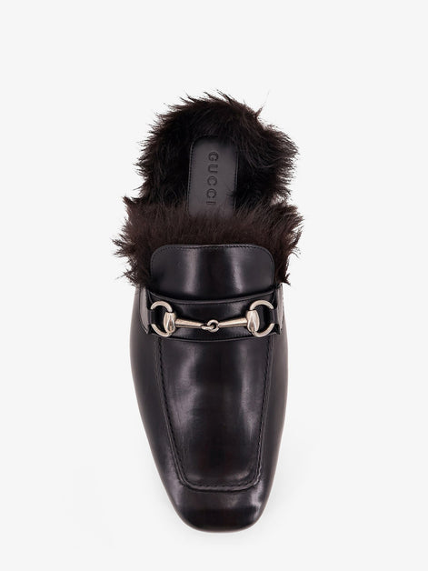 Gucci Black leather slipper with Horsebit
