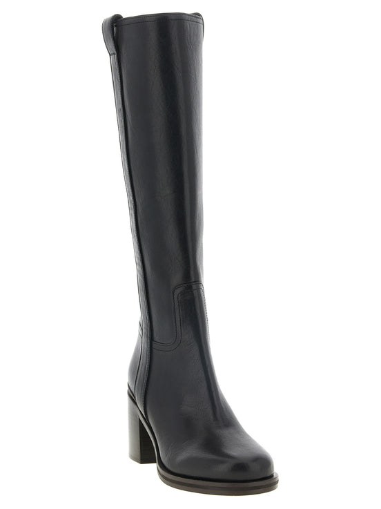 Brunello Cucinelli Black Riding leather boots