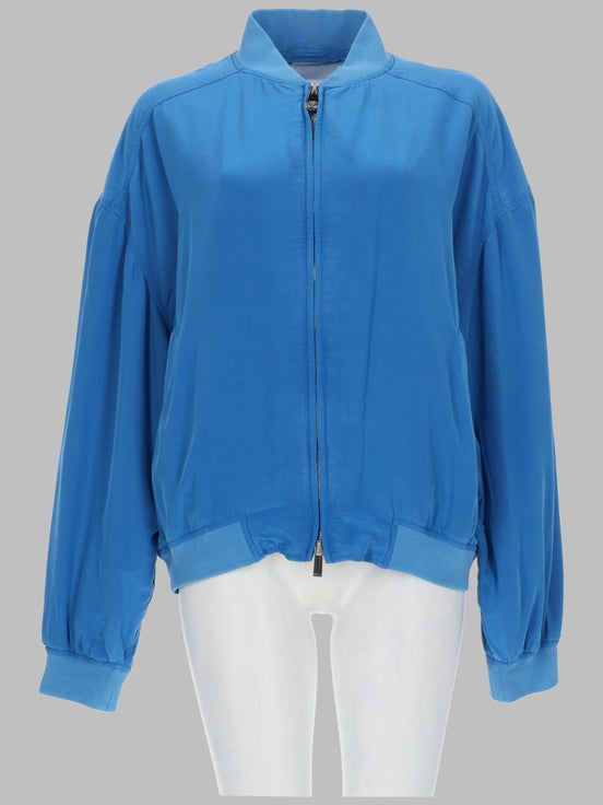 BLOUSON CON ZIP IN POPELINE DI SETA