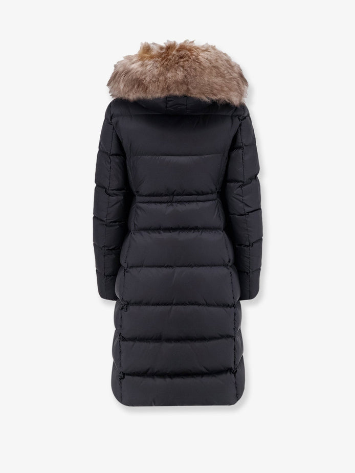 Boedic long down jacket with fur detail