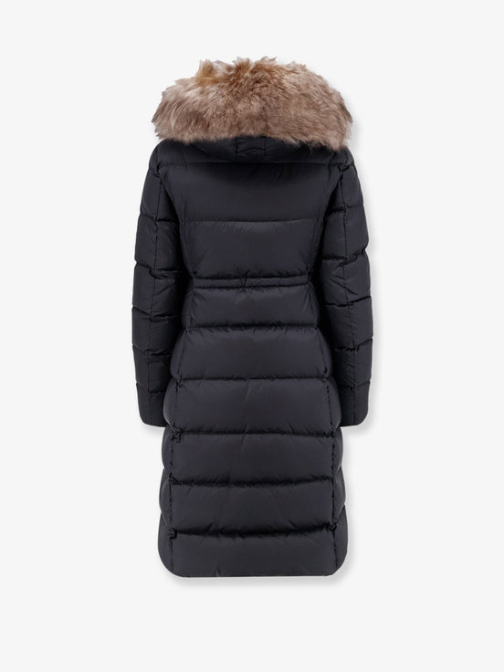 Boedic long down jacket with fur detail