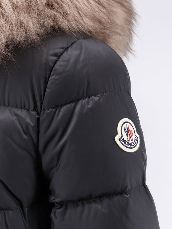 Boedic long down jacket with fur detail