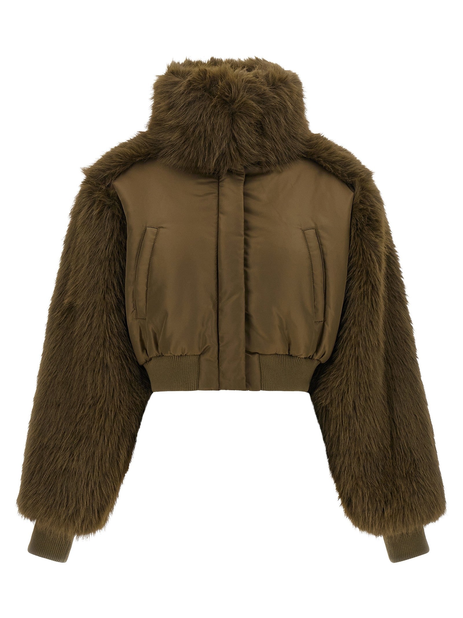 Bomber jacket with fur inserts