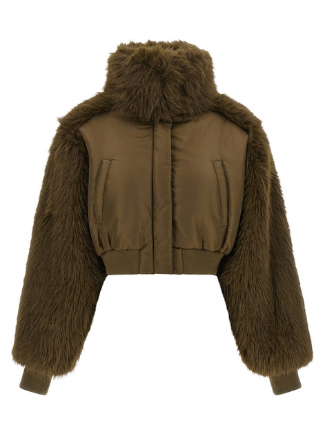 Bomber jacket with fur inserts