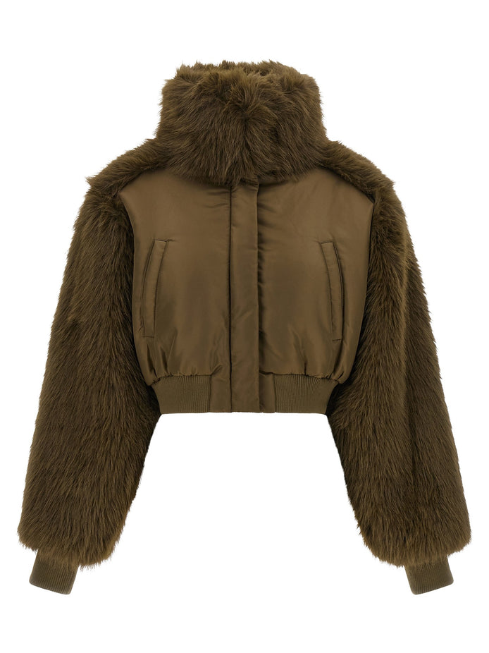 Bomber jacket with fur inserts