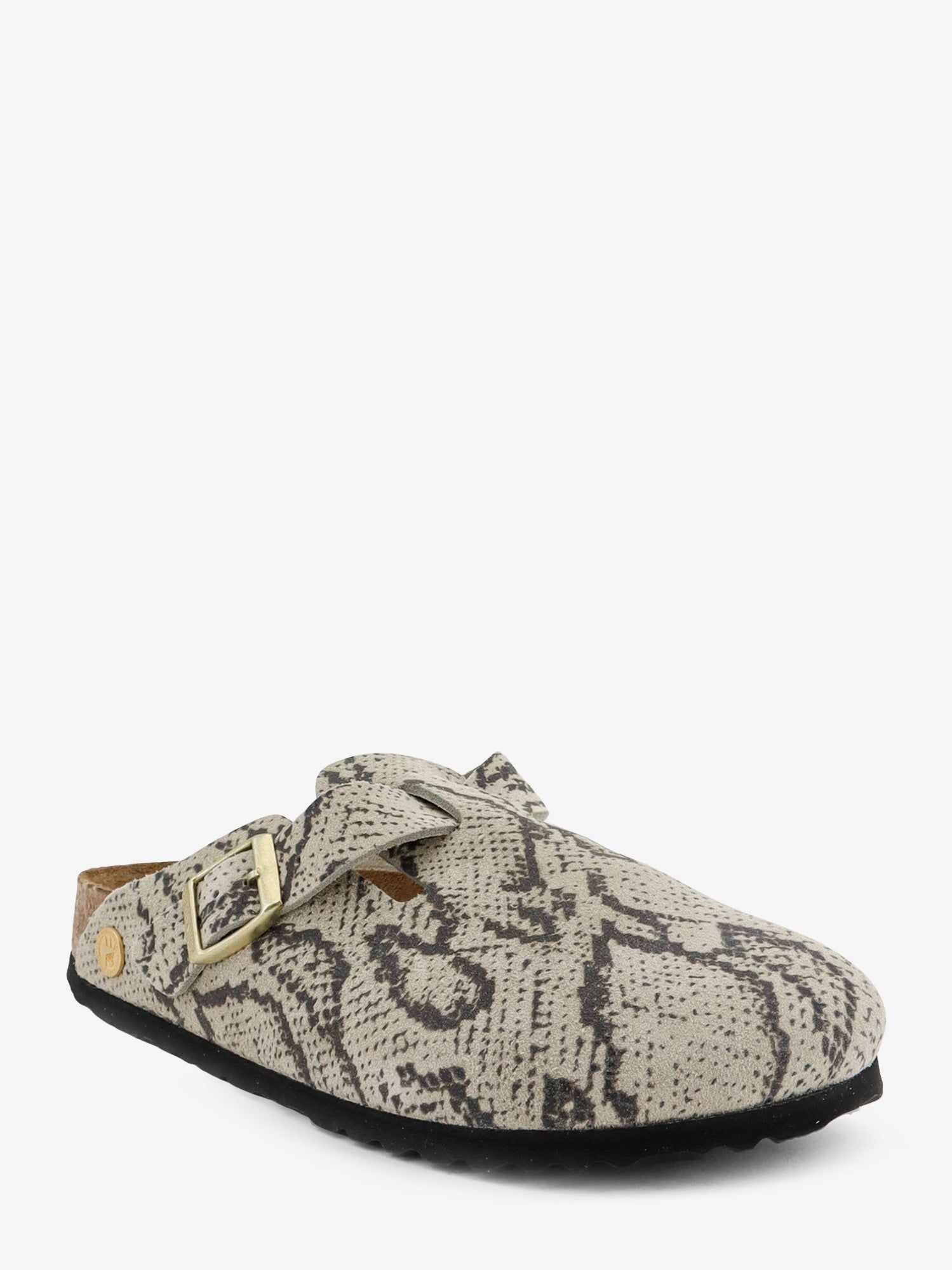 Birkenstock Boston suede sabot with python print