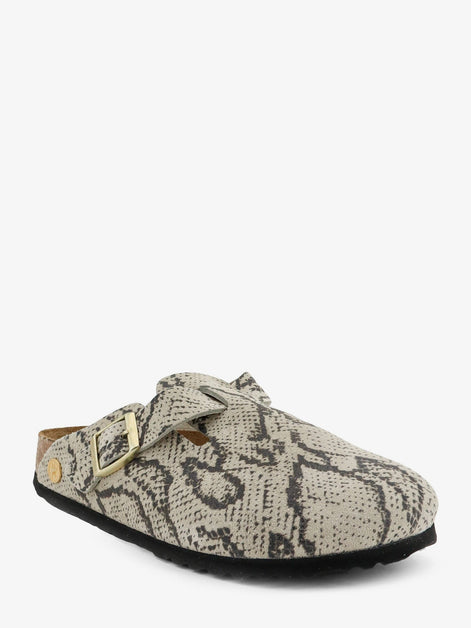 Birkenstock Boston suede sabot with python print