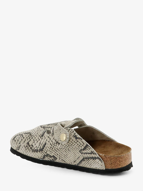 Birkenstock Boston suede sabot with python print