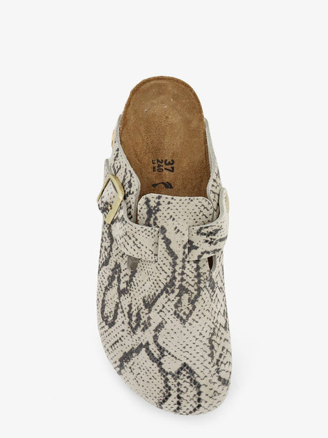 Birkenstock Boston suede sabot with python print