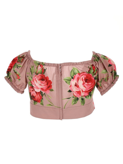 "BOUQUET ROSE" PRINT TOP