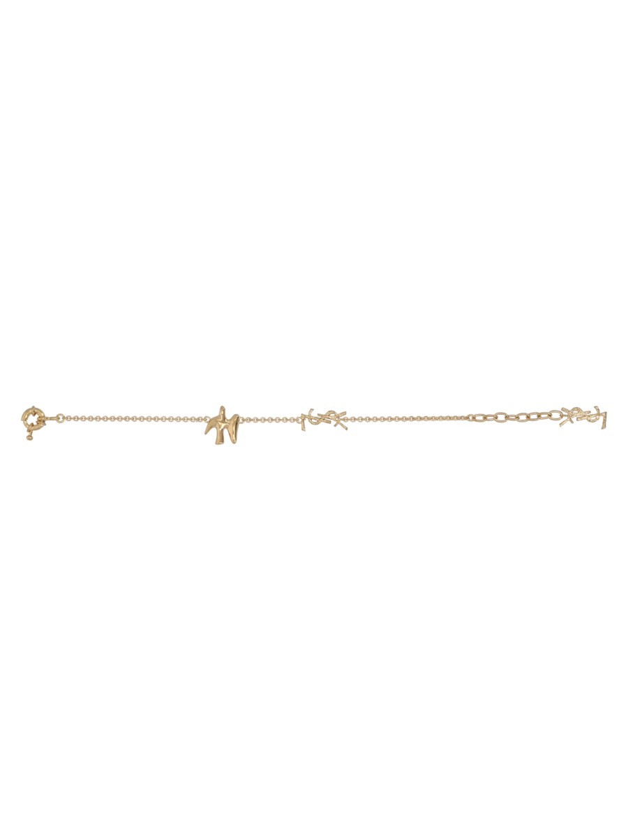 Saint Laurent Bracciale A Catena Con Cassandre E Colomba