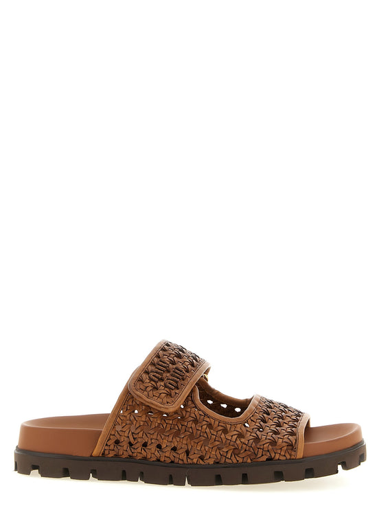 Braided leather sandals