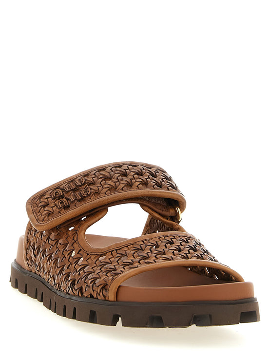 Braided leather sandals