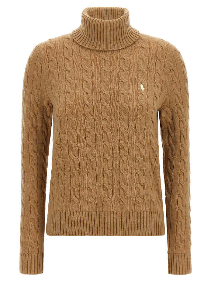 Braided turtleneck sweater