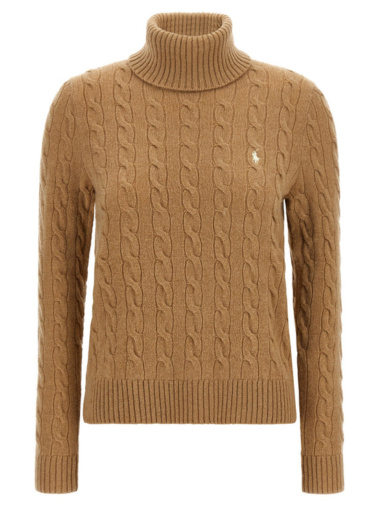 Braided turtleneck sweater