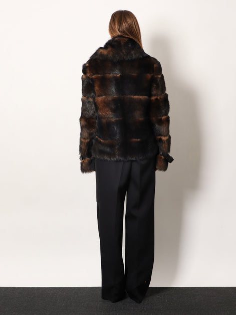 Brown backed sheepskin and nappa jacket