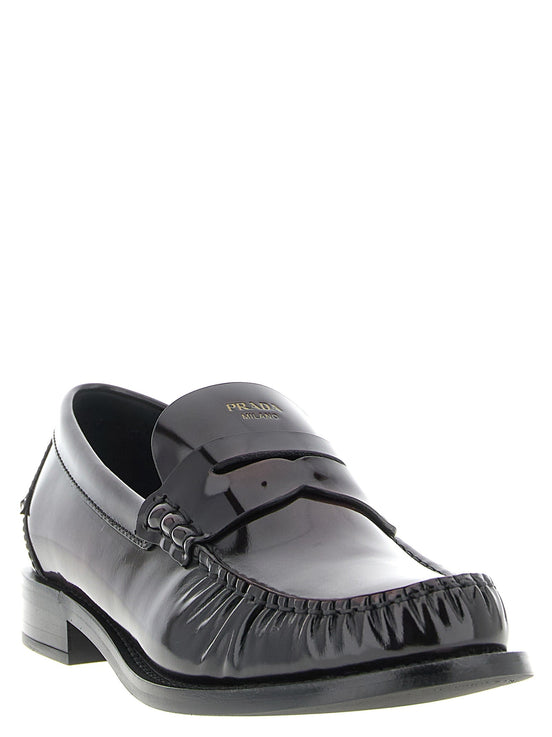 Brushed leather loafers