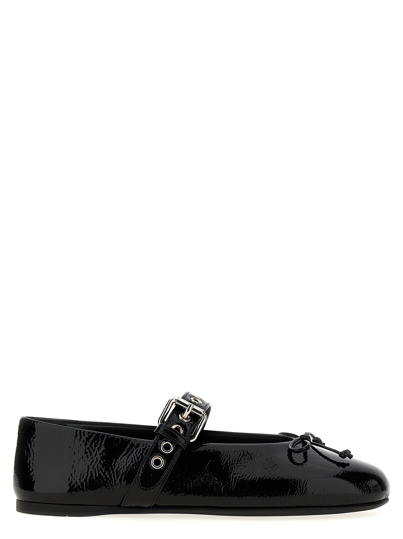 Buckle and bow ballet flats