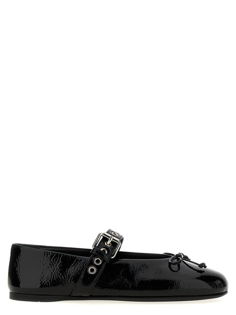 Buckle and bow ballet flats