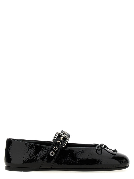 Buckle and bow ballet flats