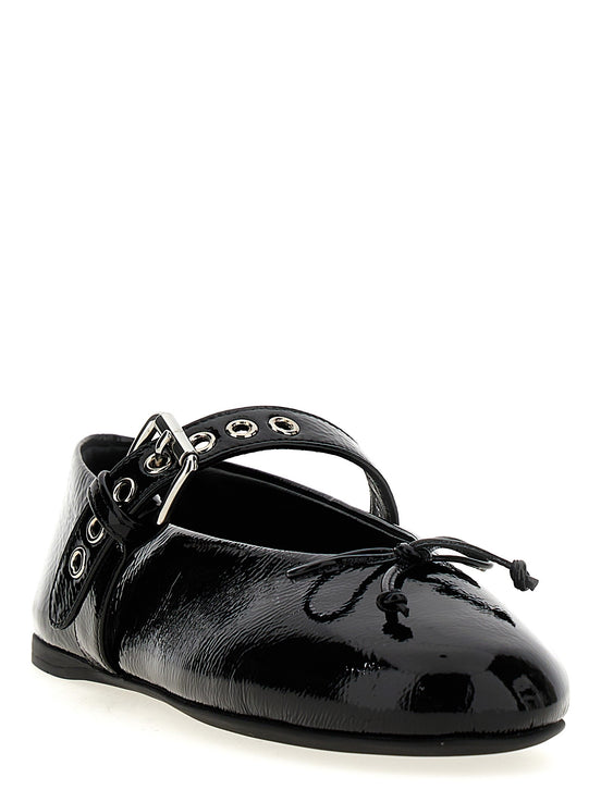 Buckle and bow ballet flats