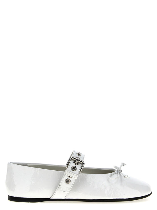 Buckle and bow ballet flats