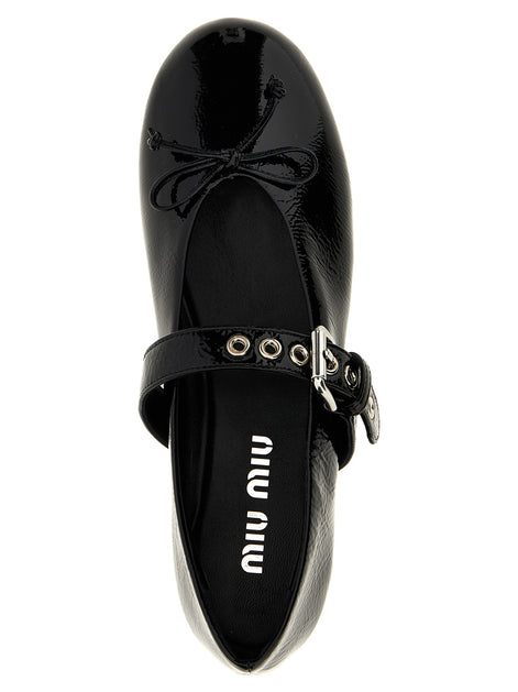 Buckle and bow ballet flats